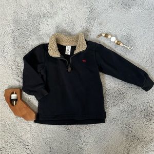 Carters Black Quarter Zip Sweater with Faux fur & Red Bear size 2T